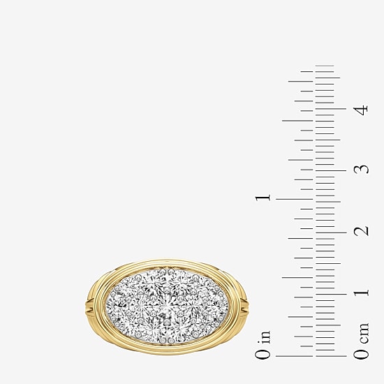 (G-H / Si2) Mens 3 CT. T.W. Lab Grown White Diamond 14K Gold Over Silver Fashion Ring