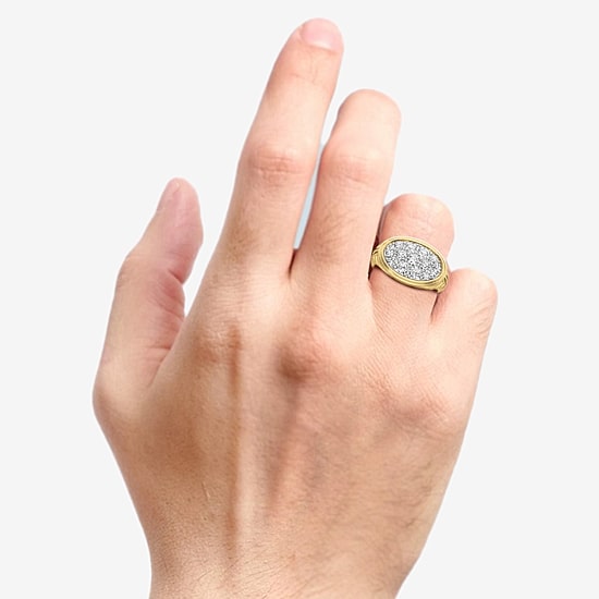 (G-H / Si2) Mens 3 CT. T.W. Lab Grown White Diamond 14K Gold Over Silver Fashion Ring