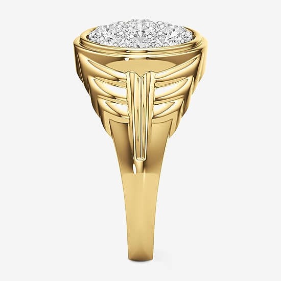(G-H / Si2) Mens 3 CT. T.W. Lab Grown White Diamond 14K Gold Over Silver Fashion Ring