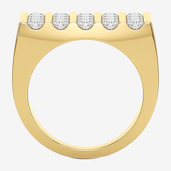 (G-H / Si2) Mens 3 CT. T.W. Lab Grown White Diamond 14K Gold Over Silver Fashion Ring