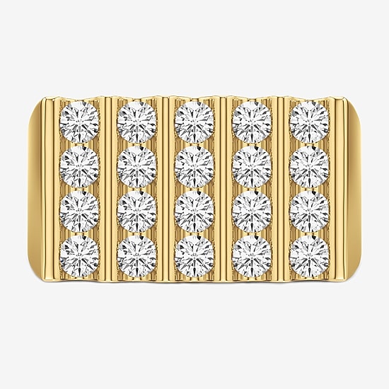(G-H / Si2) Mens 3 CT. T.W. Lab Grown White Diamond 14K Gold Over Silver Fashion Ring