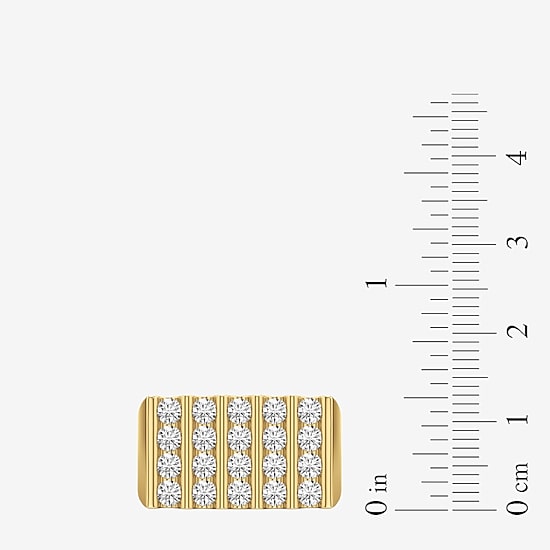 (G-H / Si2) Mens 3 CT. T.W. Lab Grown White Diamond 14K Gold Over Silver Fashion Ring