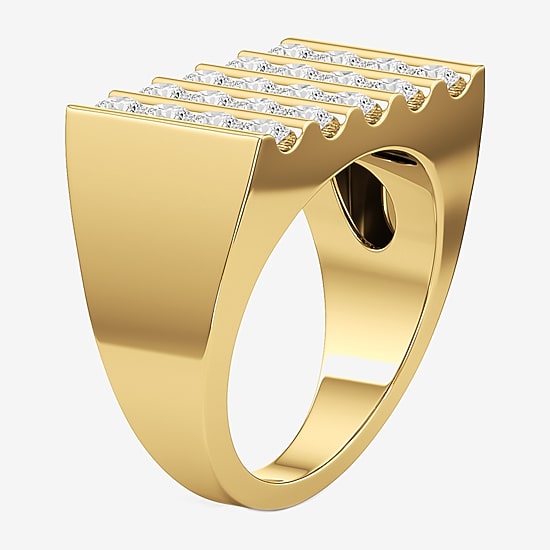 (G-H / Si2) Mens 3 CT. T.W. Lab Grown White Diamond 14K Gold Over Silver Fashion Ring