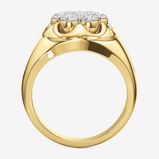 (G-H / Si2) Mens 1 3/4 CT. T.W. Lab Grown White Diamond 14K Gold Over Silver Fashion Ring