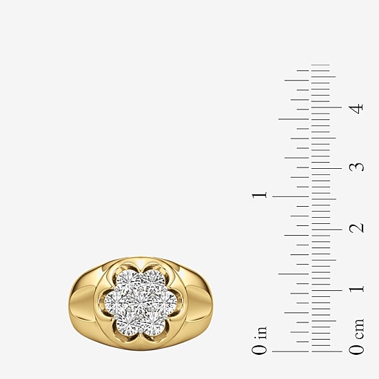 (G-H / Si2) Mens 1 3/4 CT. T.W. Lab Grown White Diamond 14K Gold Over Silver Fashion Ring