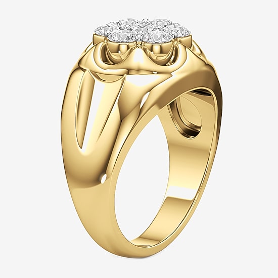 (G-H / Si2) Mens 1 3/4 CT. T.W. Lab Grown White Diamond 14K Gold Over Silver Fashion Ring