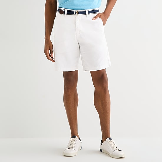 U.S. Polo Assn. Belted Flat Front Mens 9" Stretch Fabric Chino Short