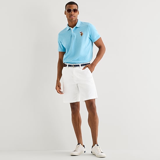 U.S. Polo Assn. Belted Flat Front Mens 9" Stretch Fabric Chino Short