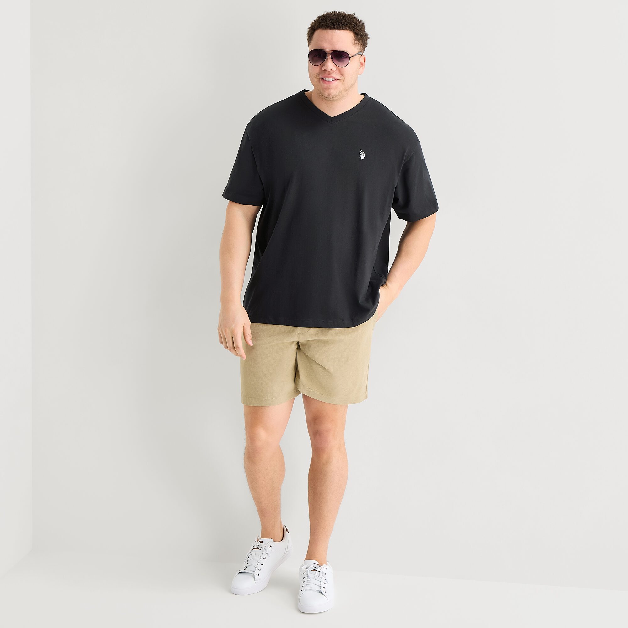 U.S. Polo Assn. Mens V Neck Short Sleeve STRETCH FABRIC Big and Tall T-Shirt