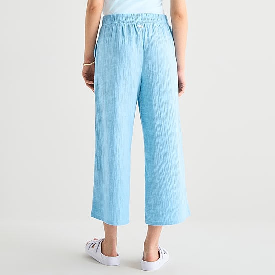 Hurley Womens Juniors Wide Leg Mid Rise Pull-On Pant