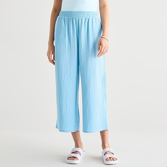 Hurley Womens Juniors Wide Leg Mid Rise Pull-On Pant