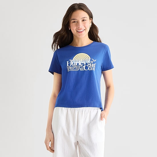 Hurley Womens Juniors Crew Neck Short Sleeve Regular Fit Graphic T-Shirt