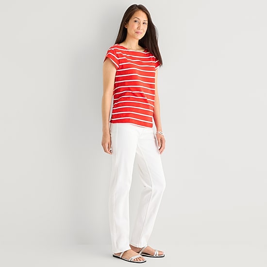 Liz Claiborne Womens Boat Neck Short Sleeve T-Shirt