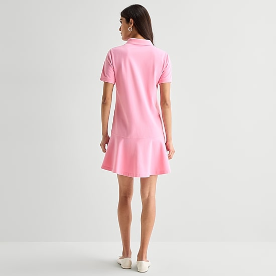 St. John's Bay Womens Short Sleeve Drop Waist Dress