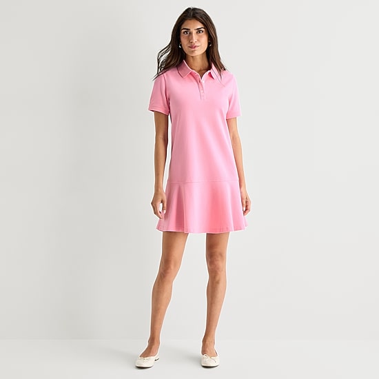 St. John's Bay Womens Short Sleeve Drop Waist Dress