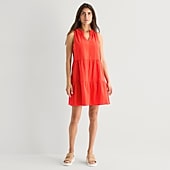 St. John's Bay Womens V Neck Sleeveless A-Line Dress