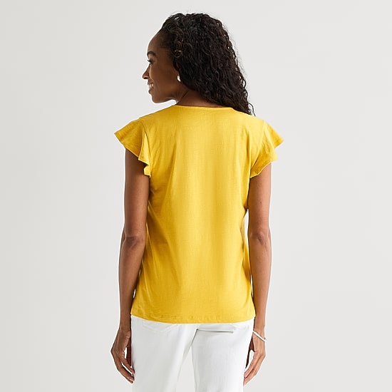St. John's Bay Womens Split Crew Neck Short Sleeve Blouse
