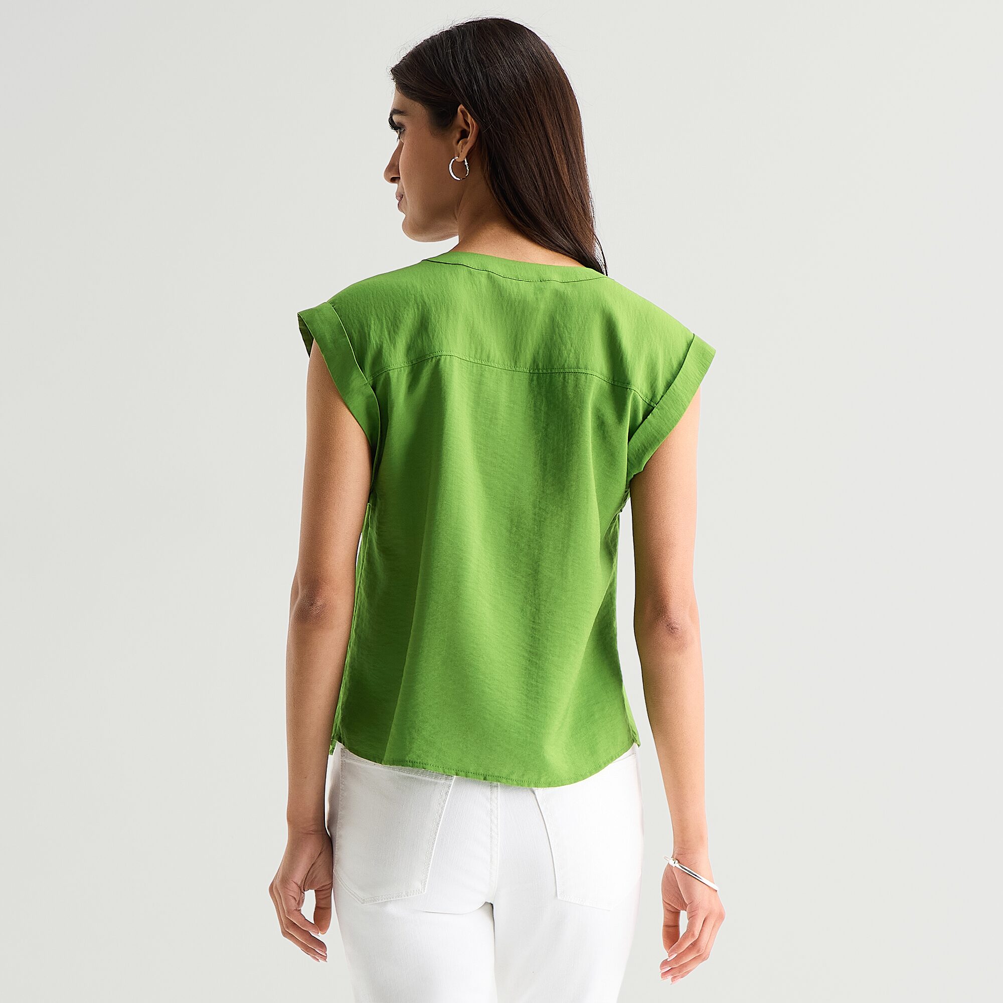 St. John's Bay Womens Henley Neck Short Sleeve Blouse