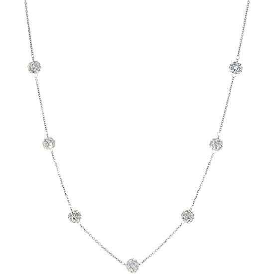 Sterling Silver Crystal Beaded Station Necklace 
