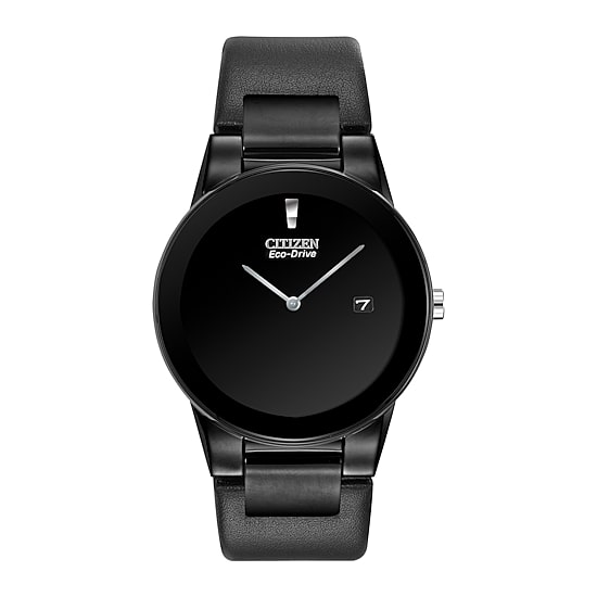 Citizen Axiom Mens Black Leather Strap Watch Au1065-07e