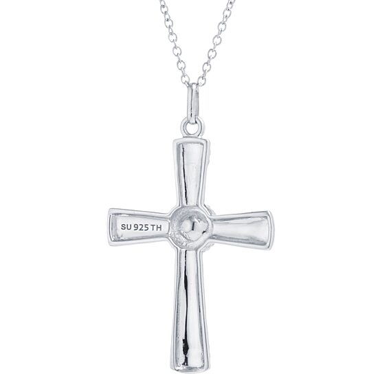Womens Enhanced Blue Turquoise Sterling Silver Cross 18 Inch Pendant Necklace