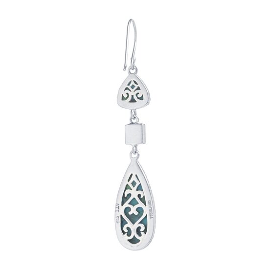 Womens Enhanced Blue Turquoise Sterling Silver Drop Earrings