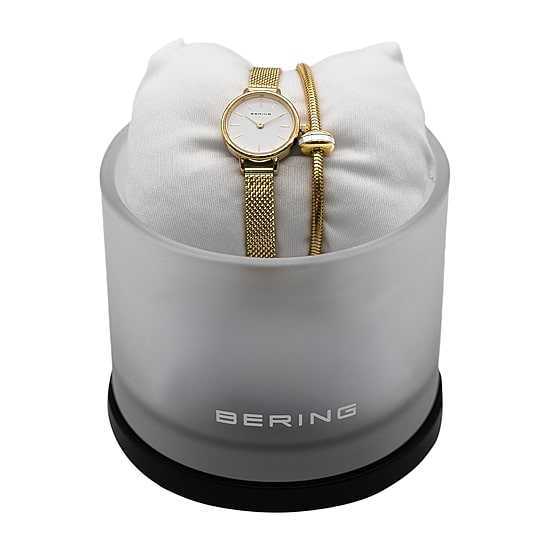 Bering Womens Gold Tone Stainless Steel 2-pc. Watch Boxed Set 11022-334-1-Gwp190