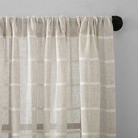 Clean Window Twill Stripe Anti-Dust Rod Pocket Sheer Single Curtain Panel