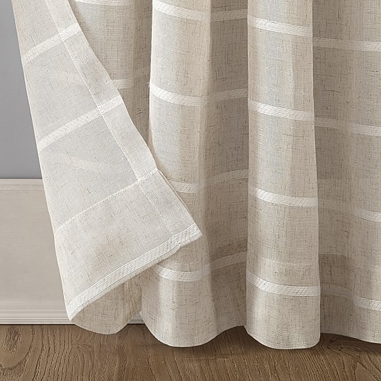 Clean Window Twill Stripe Anti-Dust Rod Pocket Sheer Single Curtain Panel