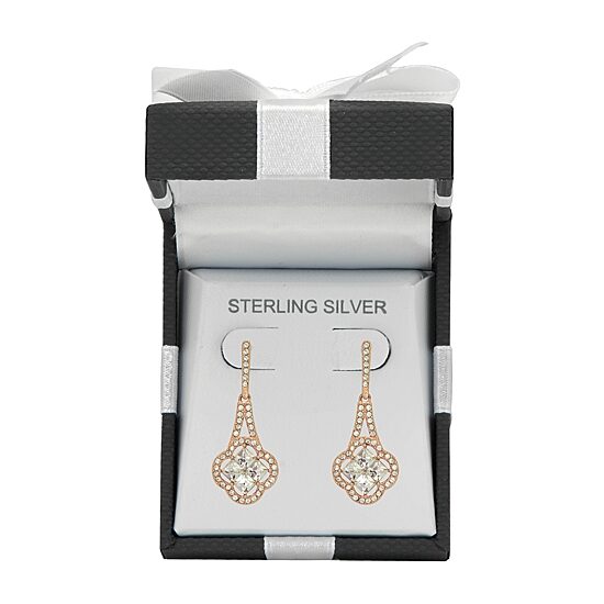 Deal Zone Womens 3 1/2 CT. Genuine White Crystal Sterling Silver Drop Earrings
