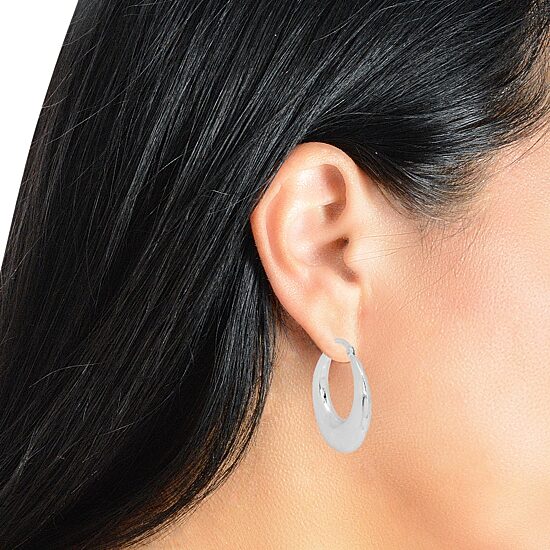 Deal Zone Womens Sterling Silver 27.6mm Hoop Earrings