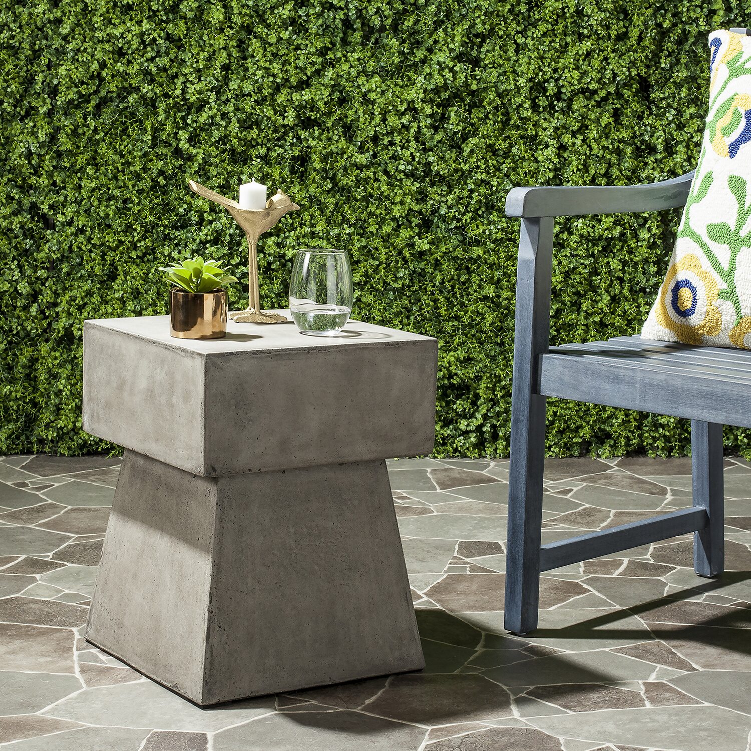 Safavieh Zen Patio Collection Concrete Side Table