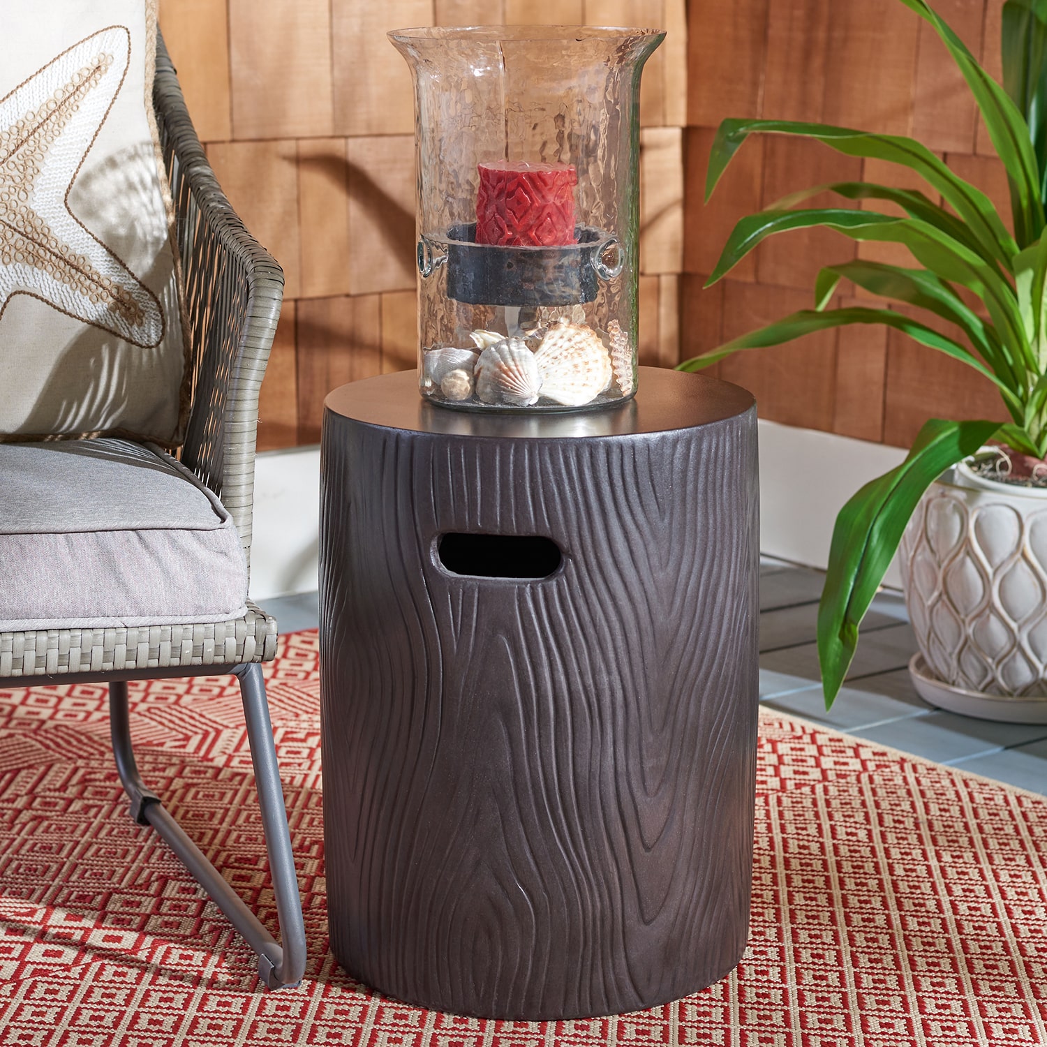 Safavieh Trunk Patio Collection Concrete Side Table