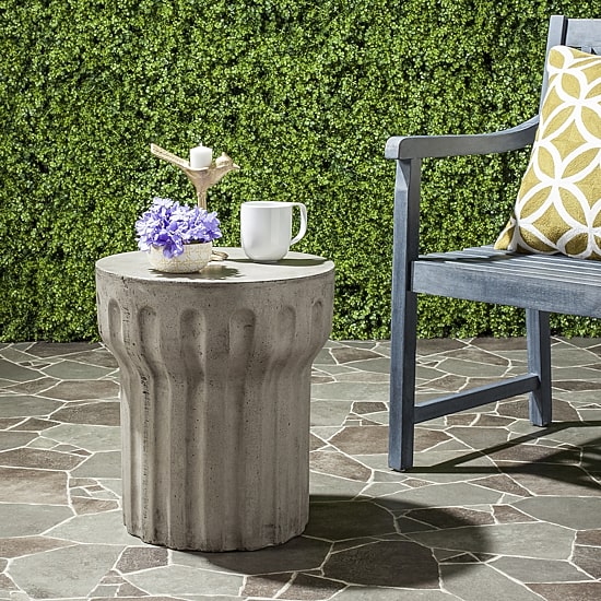 Safavieh Vesta Patio Collection Weather Resistant Concrete Side Table