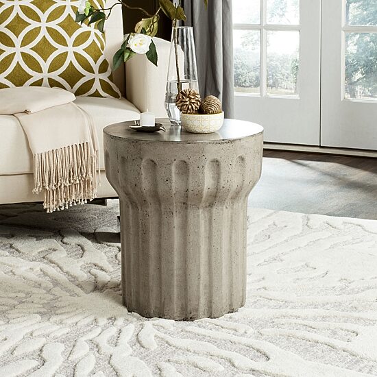 Safavieh Vesta Patio Collection Weather Resistant Concrete Side Table