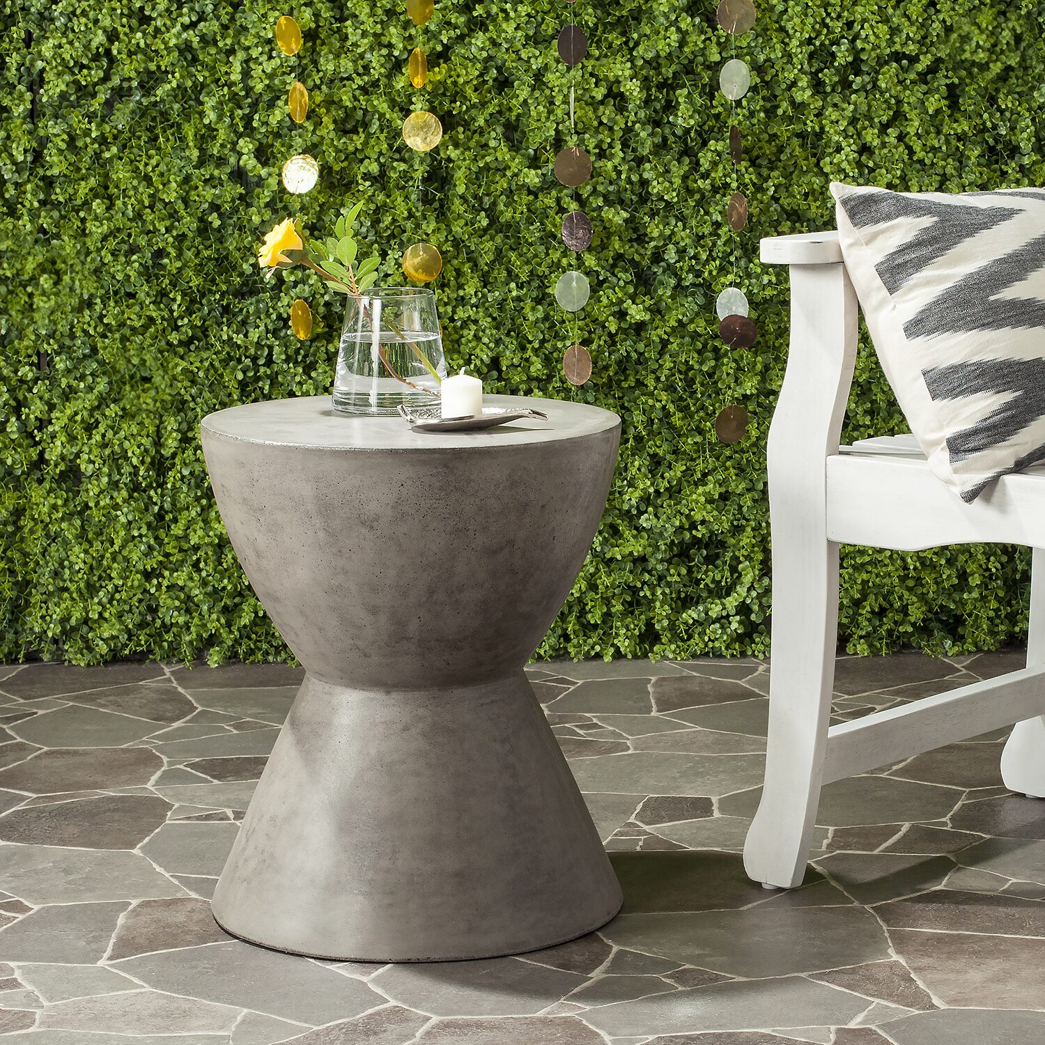 Safavieh Athena Patio Collection Weather Resistant Concrete Side Table