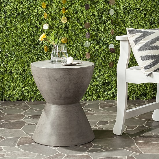 Safavieh Athena Patio Collection Weather Resistant Concrete Side Table