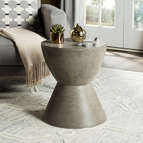 Safavieh Athena Patio Collection Weather Resistant Concrete Side Table