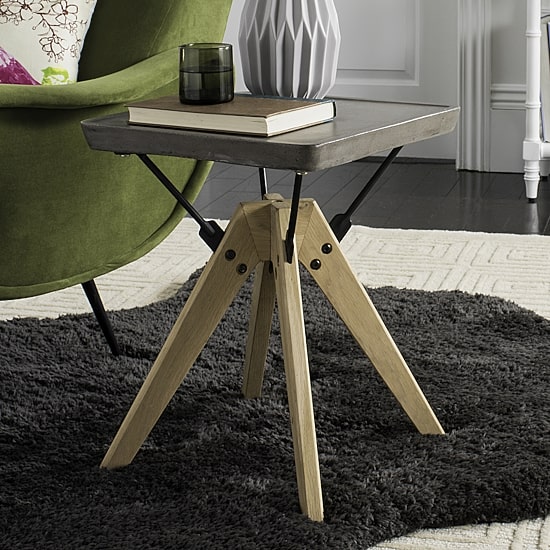 Safavieh Marcio Patio Collection Weather Resistant Concrete Side Table