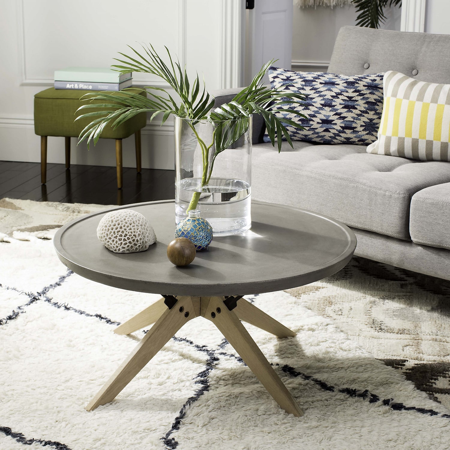 Safavieh Bryson Patio Collection Weather Resistant Concrete Coffee Table