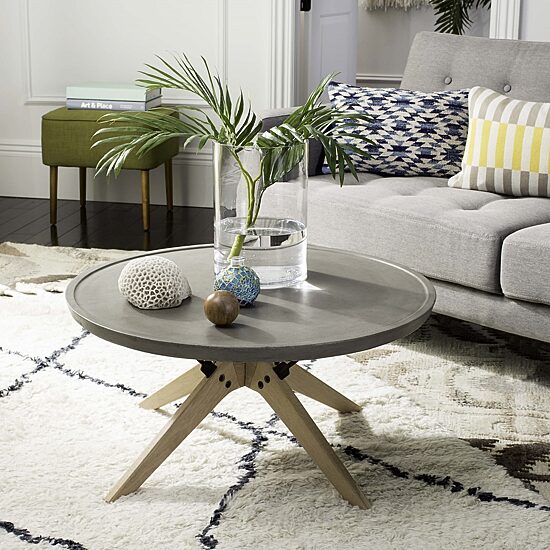 Safavieh Bryson Patio Collection Weather Resistant Concrete Coffee Table