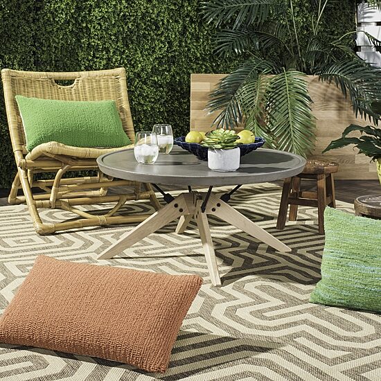 Safavieh Bryson Patio Collection Weather Resistant Concrete Coffee Table