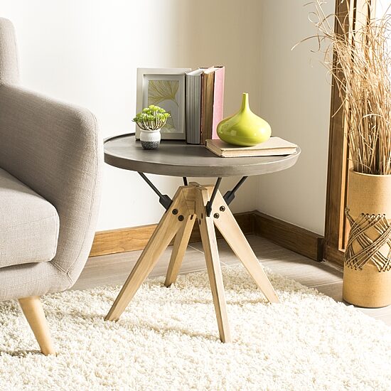 Safavieh Farmond Patio Collection Weather Resistant Concrete Side Table