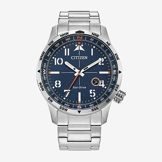 Citizen Weekender Mens Silver Tone Stainless Steel Bracelet Watch Bm7550-52l