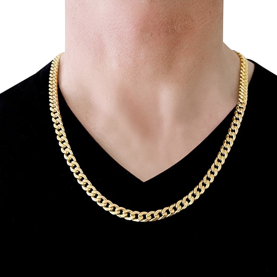 Mens 14K Gold 24 Inch Curb Chain Necklace