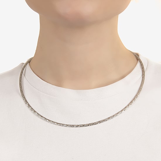 Sterling Silver Diamond-Cut Omega Necklace