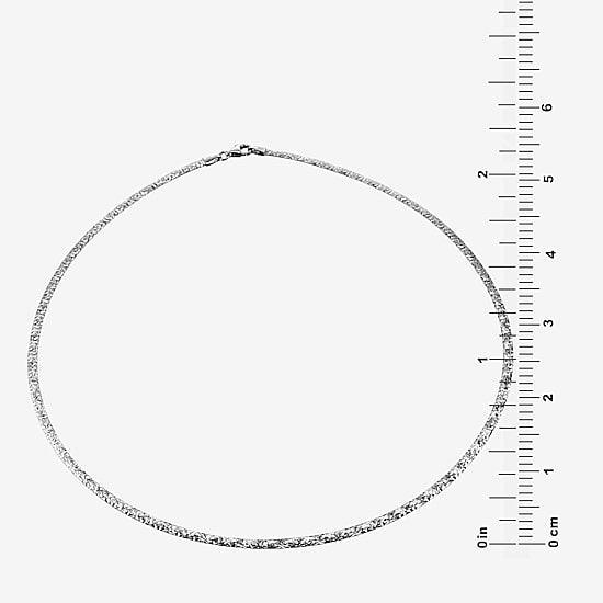 Sterling Silver Diamond-Cut Omega Necklace
