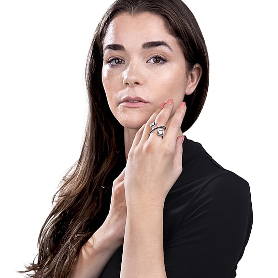 Diamonart Womens Cubic Zirconia Sterling Silver Cocktail Ring