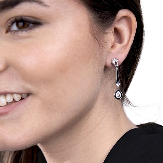 Diamonart Womens Cubic Zirconia Sterling Silver Pear Drop Earrings