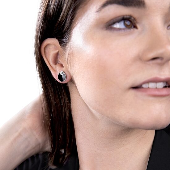 Diamonart Cubic Zirconia Sterling Silver 11.5mm Round Stud Earrings
